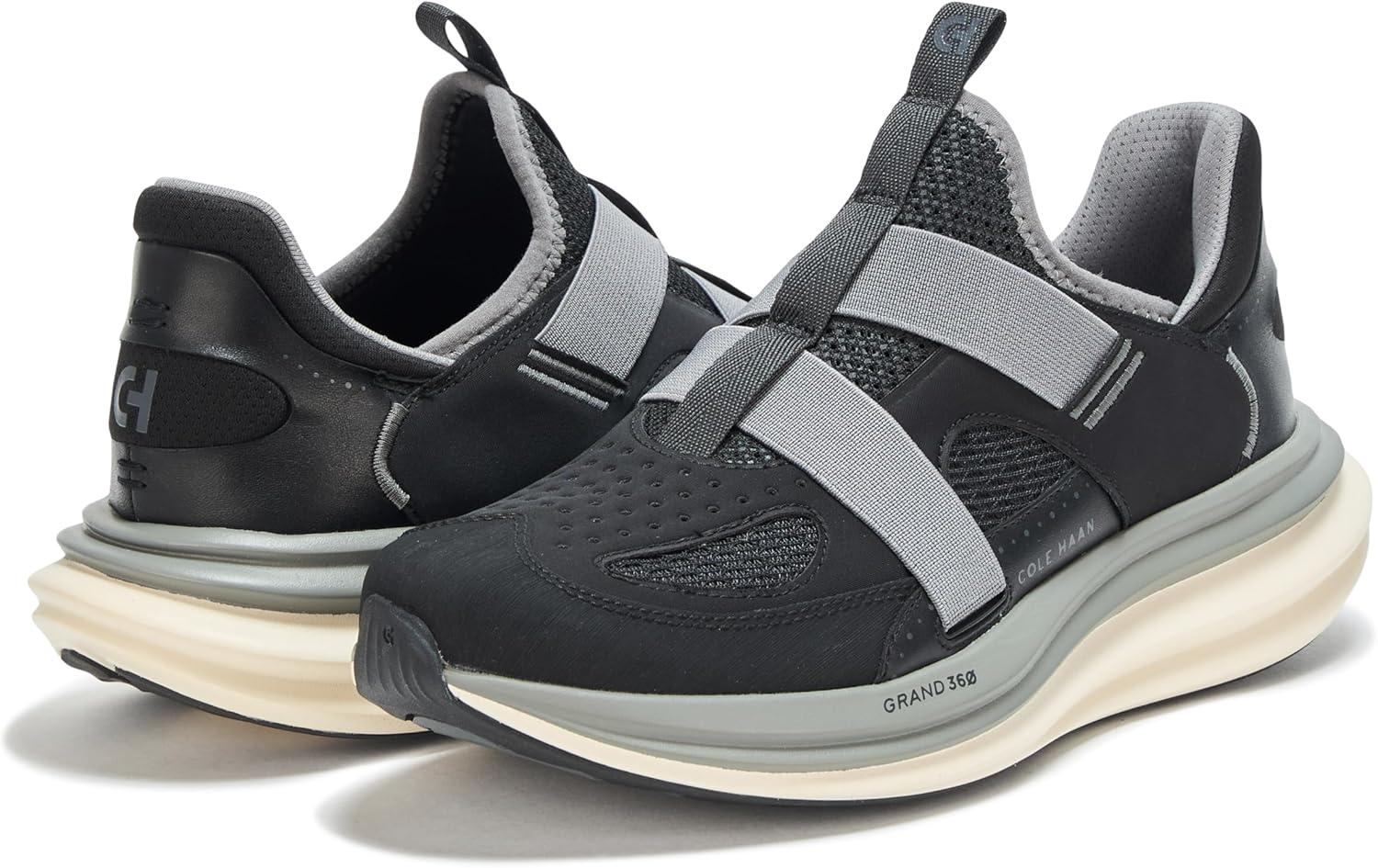 image:imageCole Haan Mens Originalgrand Quadstar Monkstrap RunningBlackQiet ShadeIvory