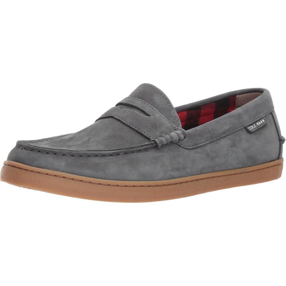 image:imageCole Haan Mens Pinch LTE Penny LoaferGray Pinstripe Milled Nubuck With Buffalo Plaid Lining