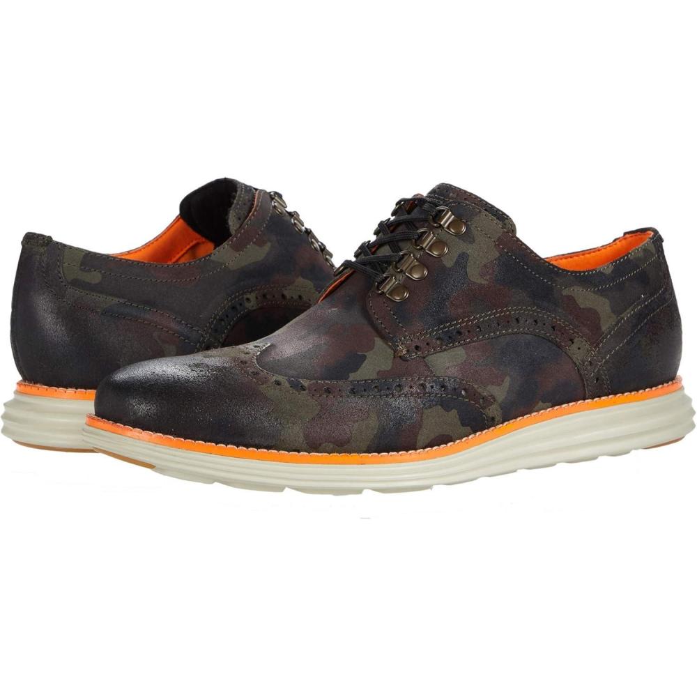 image:imageCole Haan Mens Original Grand Shortwing Oxford ShoesOlive Suede Camo Print Pelican