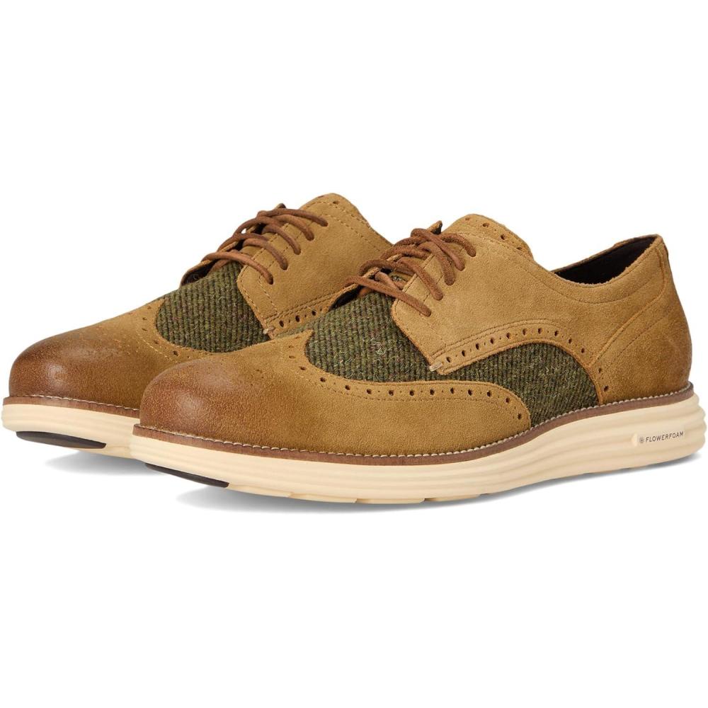 image:imageCole Haan Mens Originalgrand Remastered WingtipDeser Olive TweedAlabaster Gleam