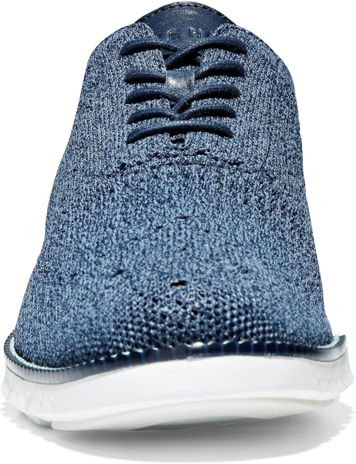 image:imageCole Haan Mens ZEROGRAND Stitchlite OxfordVintage Indigo Marine Blue Waf Knit Optic White
