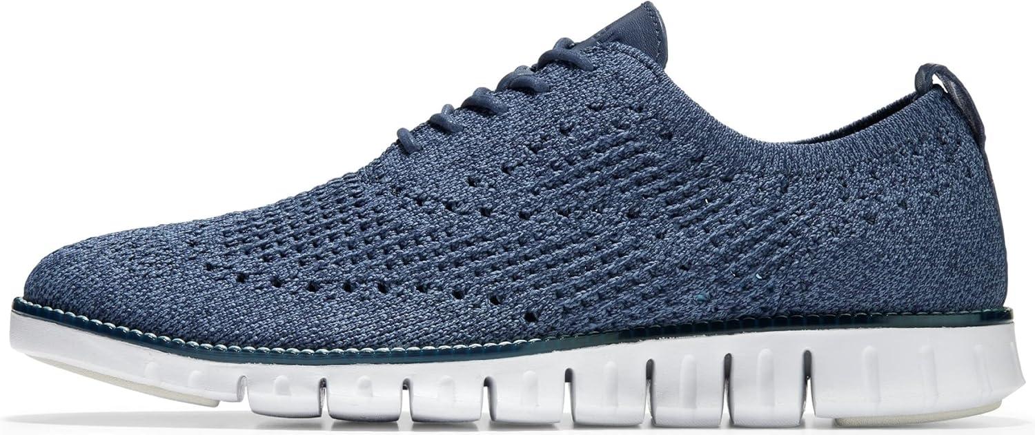 image:imageCole Haan Mens ZEROGRAND Stitchlite OxfordVintage Indigo Marine Blue Waf Knit Optic White