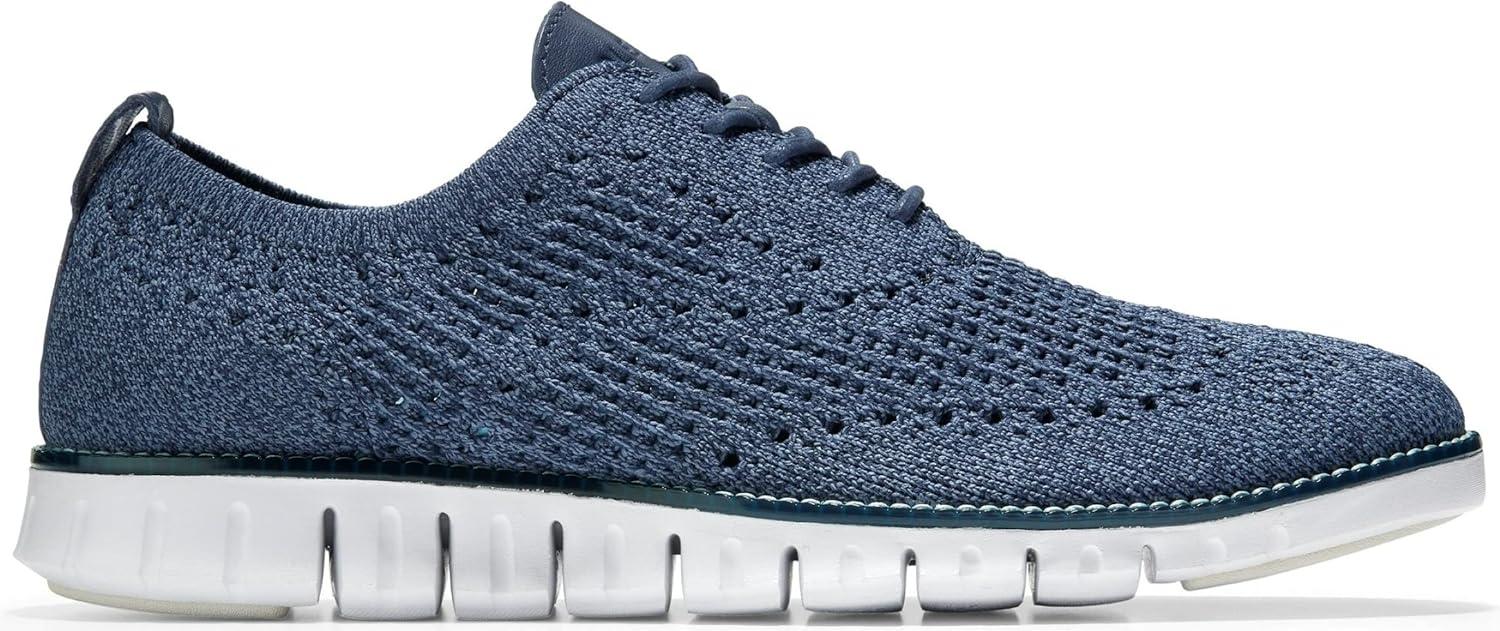 image:imageCole Haan Mens ZEROGRAND Stitchlite OxfordVintage Indigo Marine Blue Waf Knit Optic White