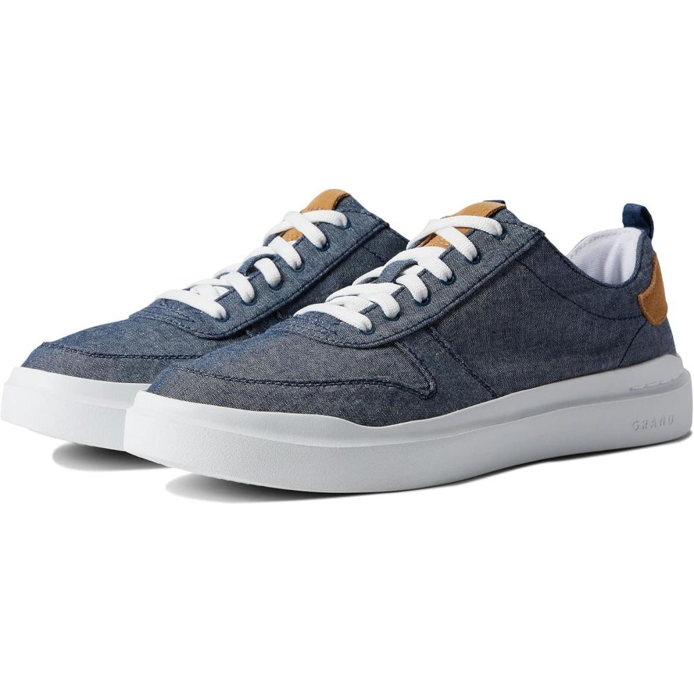 image:imageCole Haan Mens Grandpro Rally Canvas Court SneakersChambrayCh Farro SuedeOptic White
