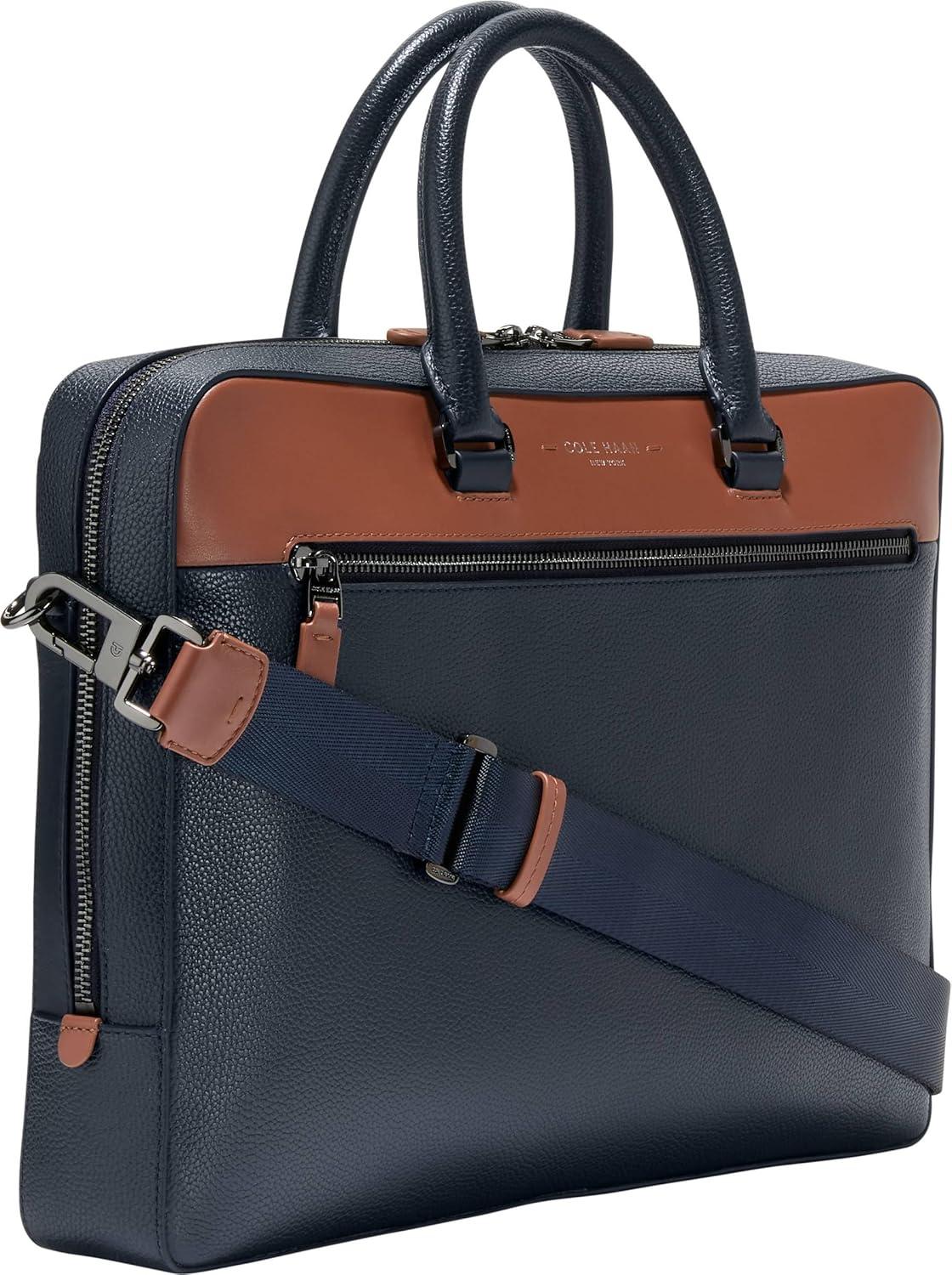 image:imageCole Haan Mens Damon BriefcaseNavy BlazerNew British Tan