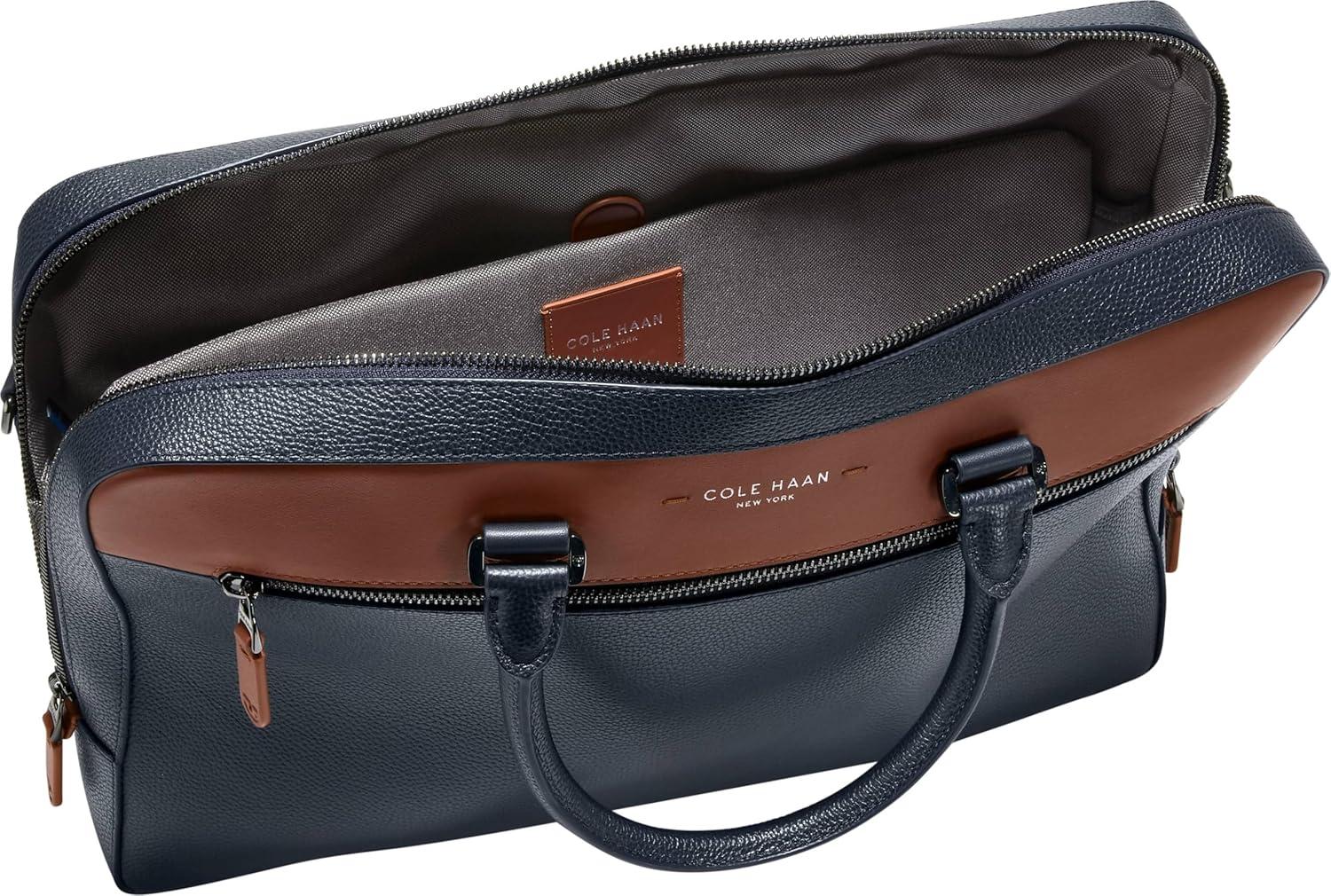 image:imageCole Haan Mens Damon BriefcaseNavy BlazerNew British Tan