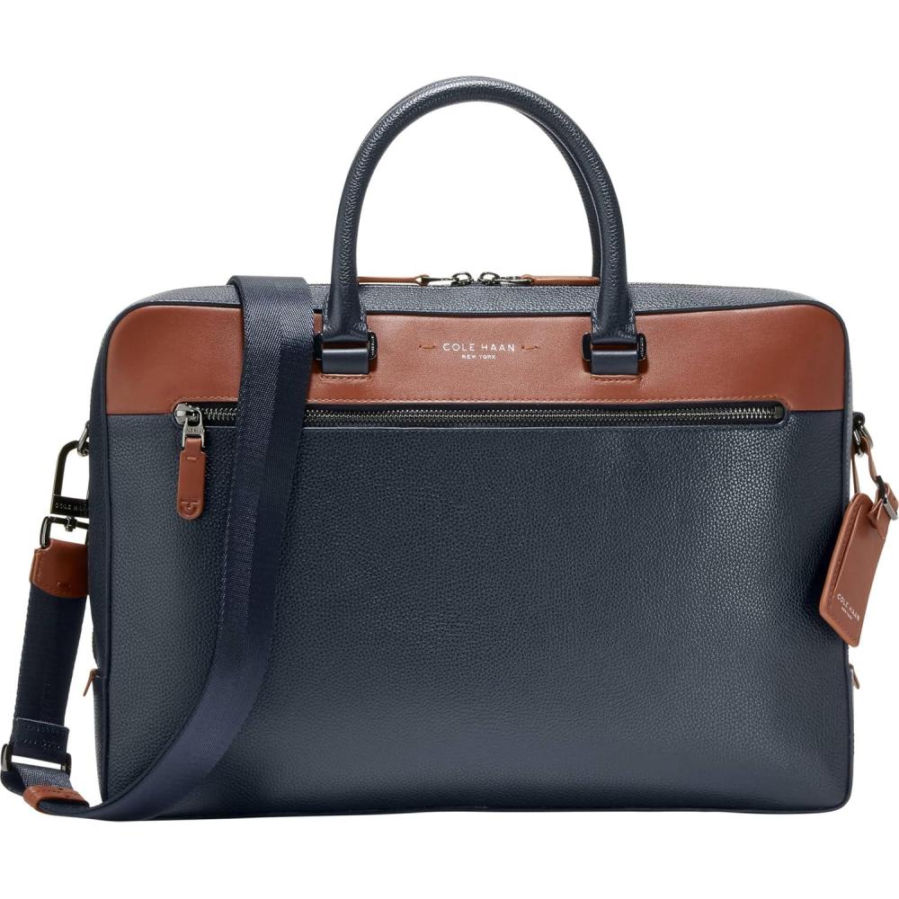 image:imageCole Haan Mens Damon BriefcaseNavy BlazerNew British Tan