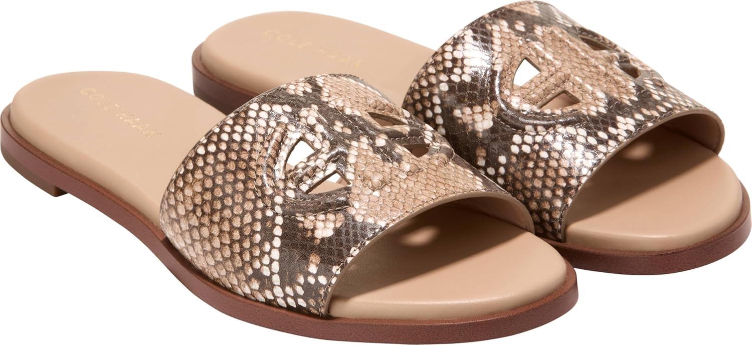 image:imageCole Haan Womens Flynn Logo SlideDune Snake Print Leather