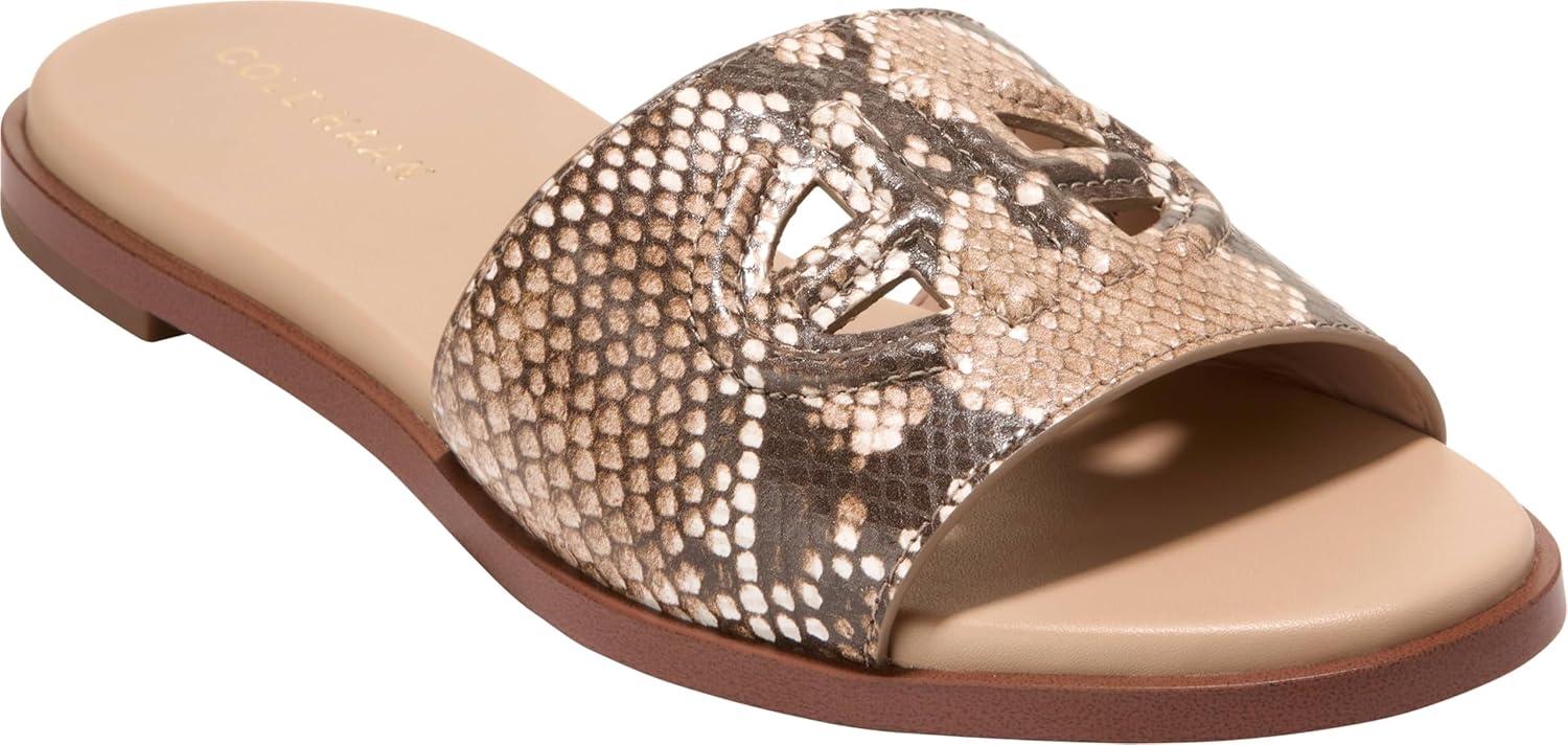 image:imageCole Haan Womens Flynn Logo SlideDune Snake Print Leather