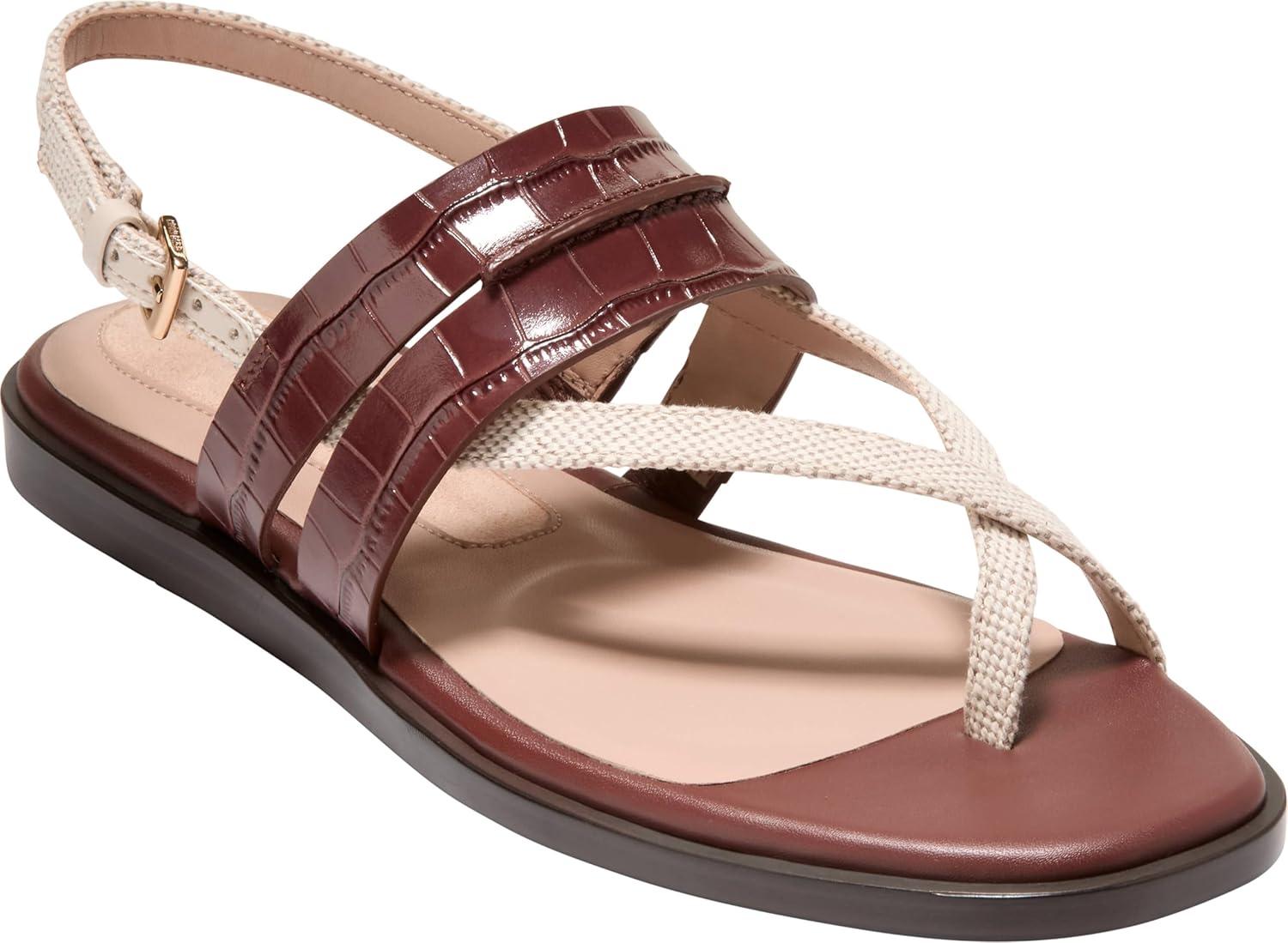 image:imageCole Haan Womens Goto Estella Flat ThongMahogany Crocodile Print Leather