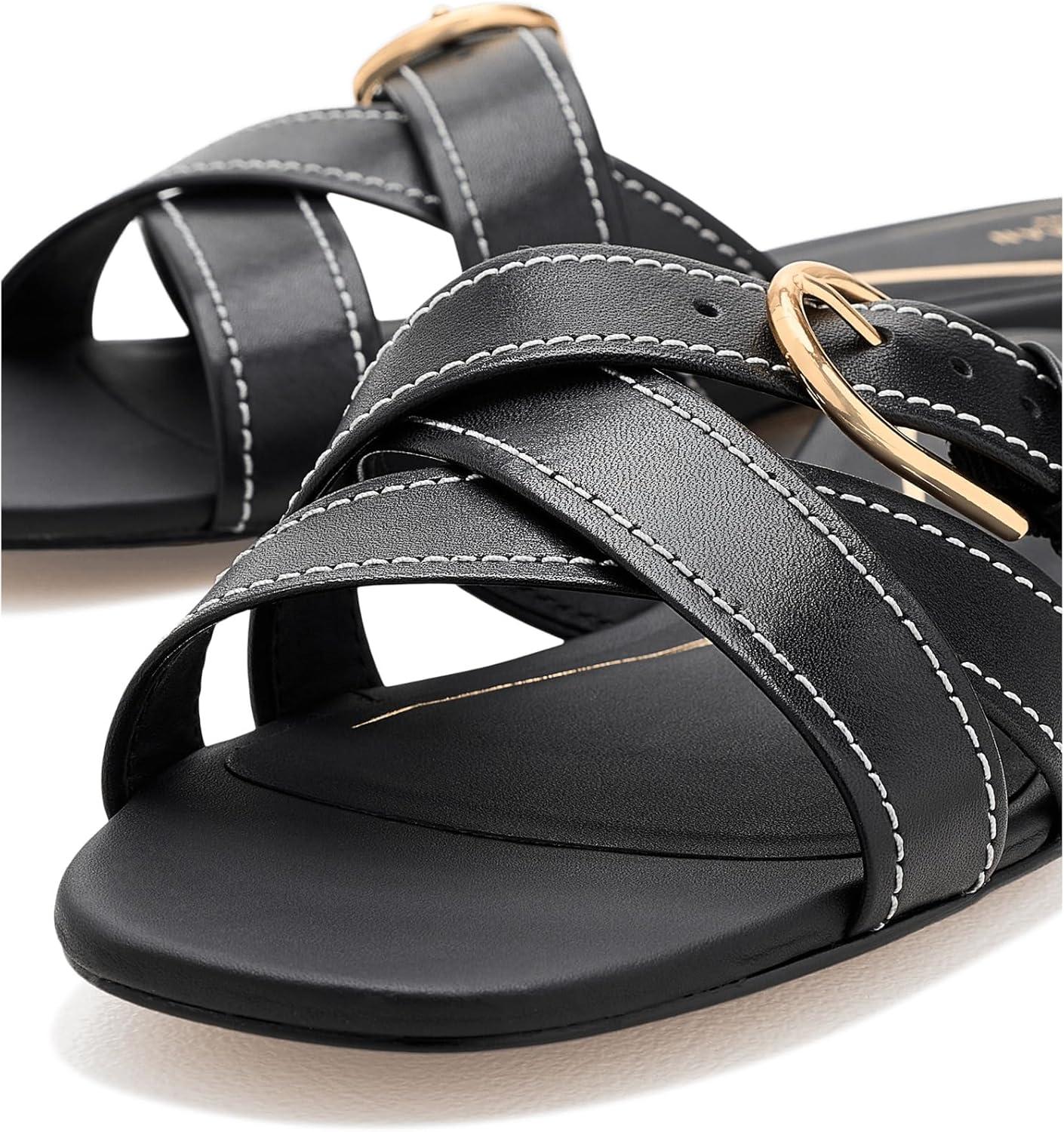 image:imageCole Haan Womens Velma Buckle SlideBlack Leather