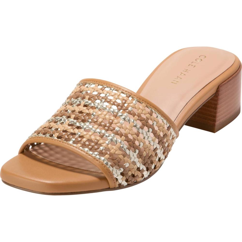image:imageCole Haan Womens Calli Single Band Block HeelNeutral WovenBiscuit Pu