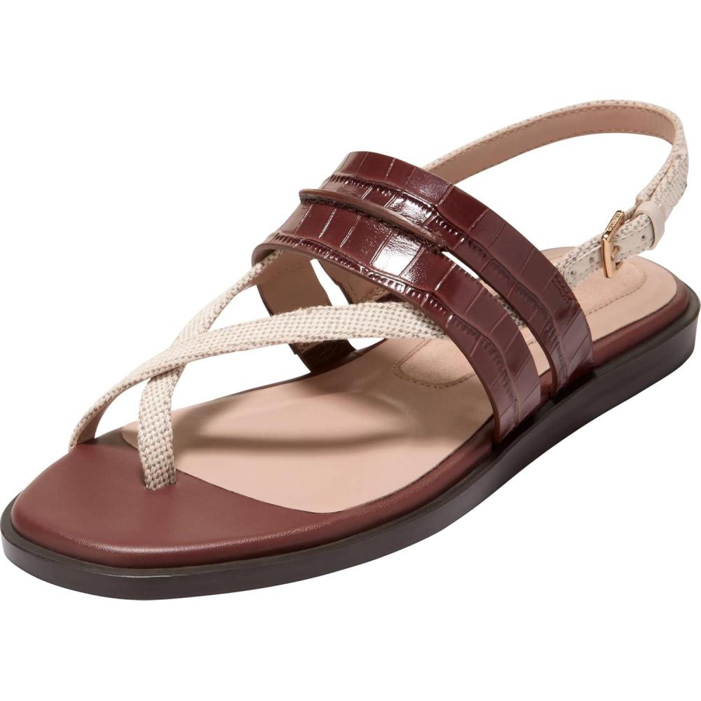 image:imageCole Haan Womens Goto Estella Flat ThongMahogany Crocodile Print Leather