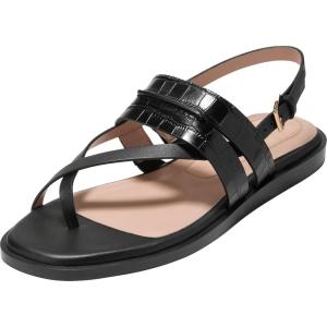 Cole Haan Women’s Go-to Estella Flat Thong(Black Croc Print Leather)