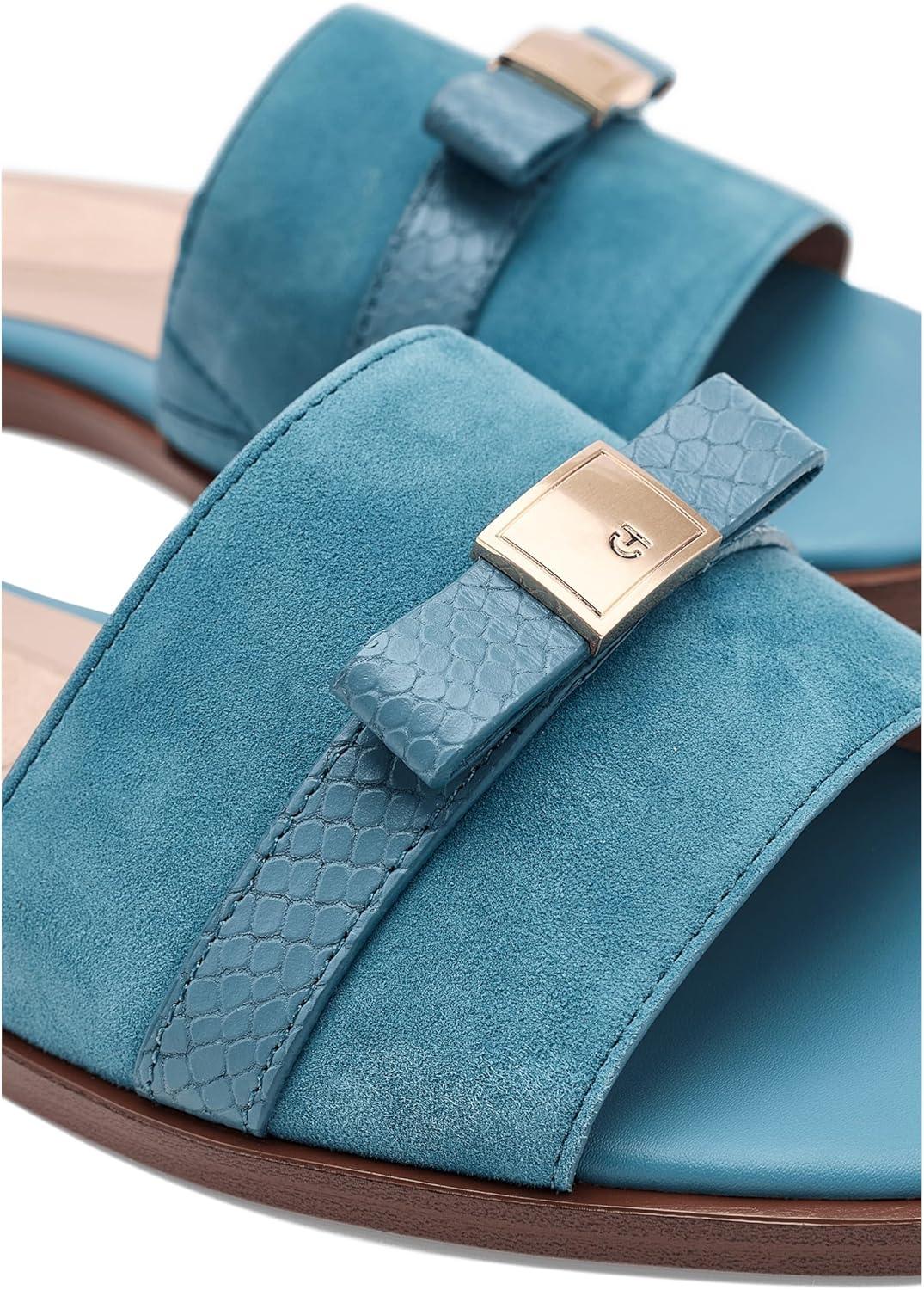 image:imageCole Haan Womens Goto Emalia Slide BowsProvincial Blue SuedeProvincial Blue Snake Print Leather