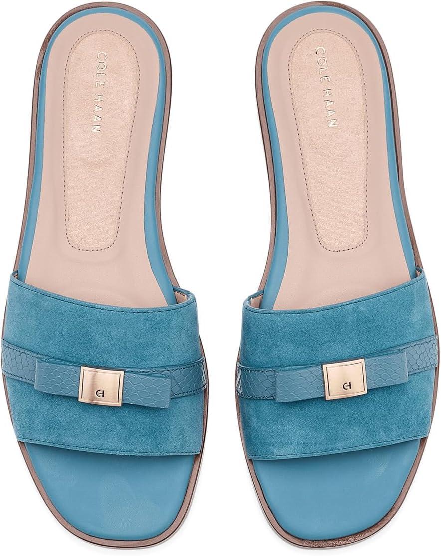 image:imageCole Haan Womens Goto Emalia Slide BowsProvincial Blue SuedeProvincial Blue Snake Print Leather