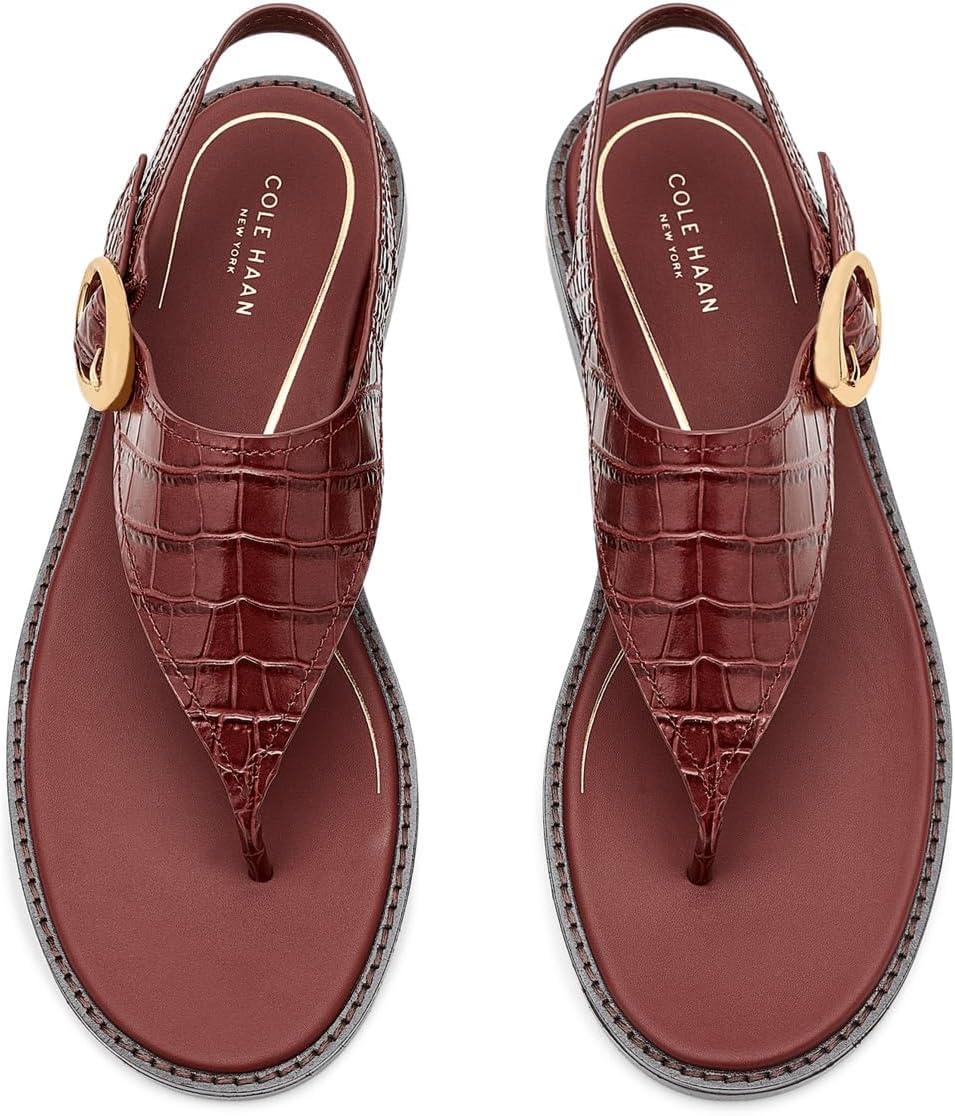 image:imageCole Haan Womens Kami ThongMahogany Crocodile Print Leather