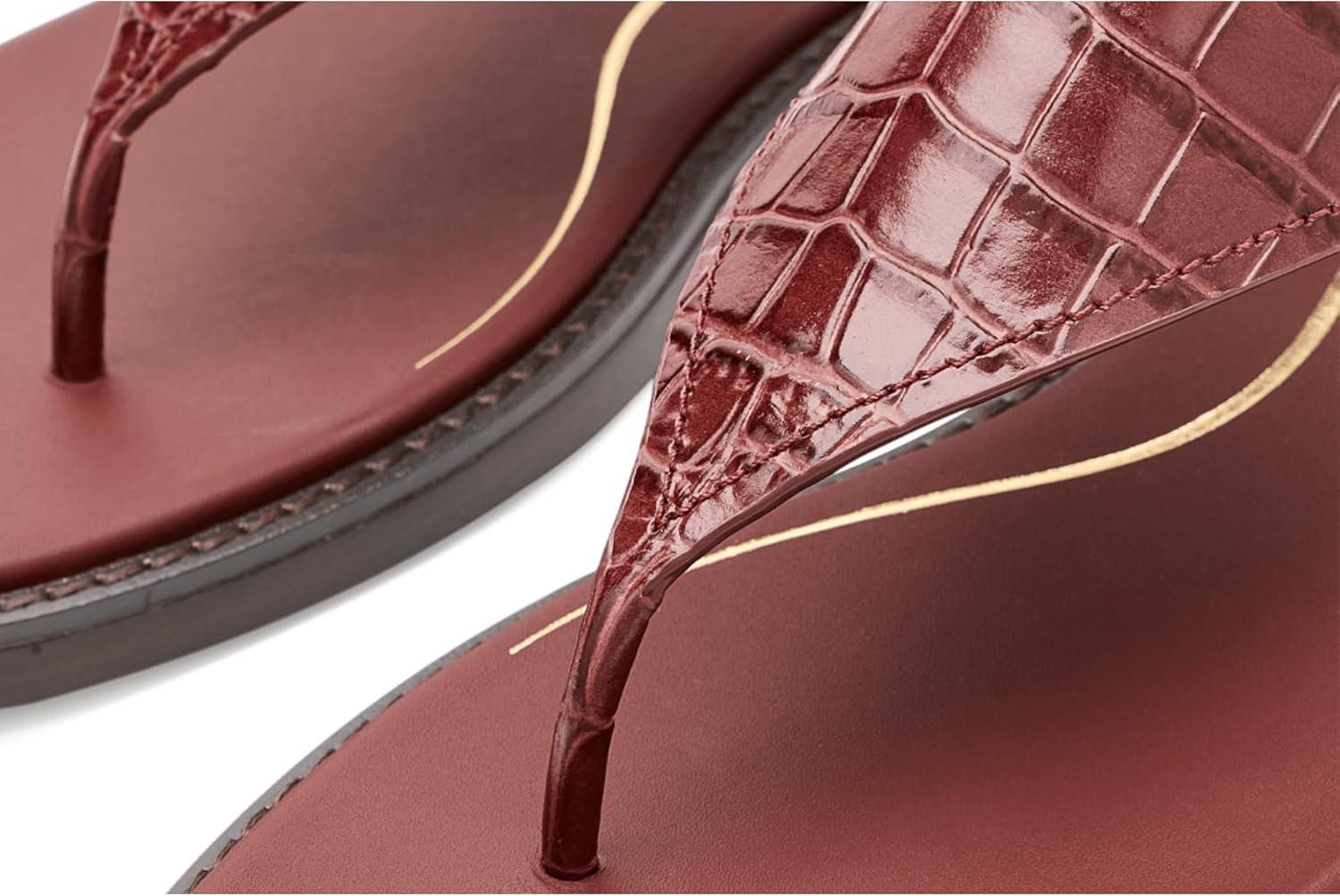 image:imageCole Haan Womens Kami ThongMahogany Crocodile Print Leather