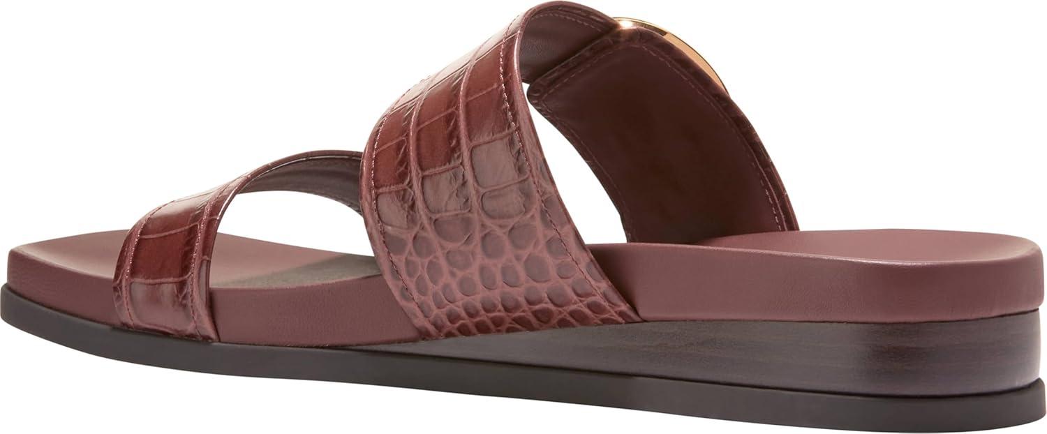 image:imageCole Haan Womens Oaklynn Double Band FootbedMahogany Crocodile Print Leather
