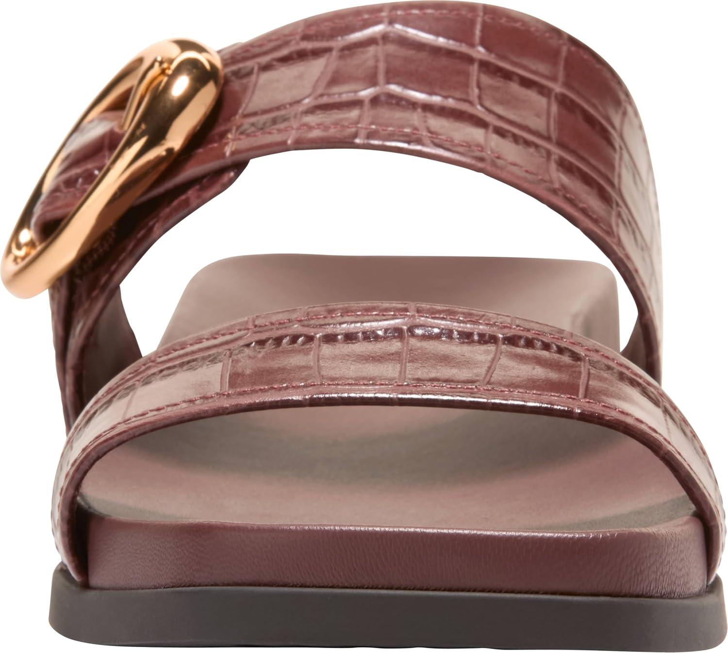 image:imageCole Haan Womens Oaklynn Double Band FootbedMahogany Crocodile Print Leather
