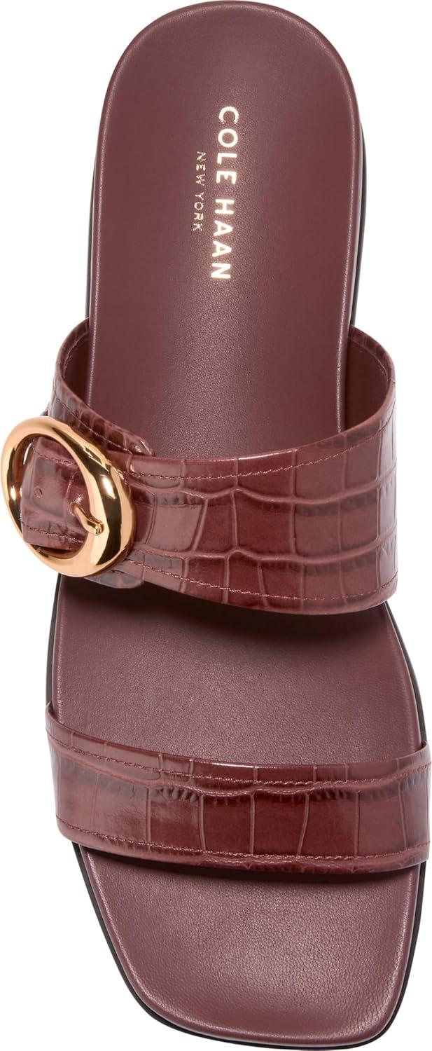 image:imageCole Haan Womens Oaklynn Double Band FootbedMahogany Crocodile Print Leather