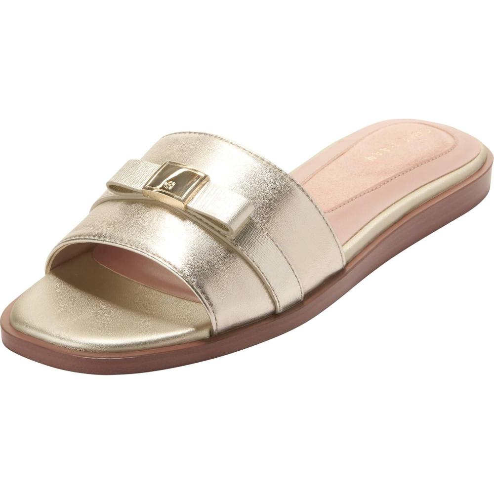 image:imageCole Haan Womens Goto Emalia Slide BowsSoft Gold Leather