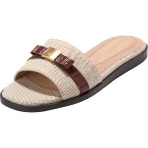 Cole Haan Women’s Go-to Emalia Slide Bows(Natural Canvas/Ch Mahogany Croc Print Leather)