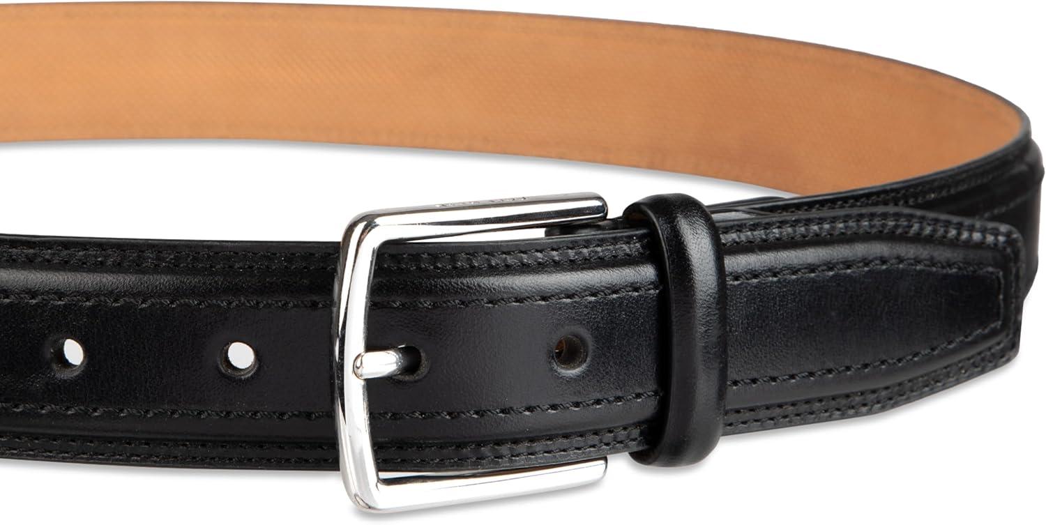 image:imageCole Haan Mens Black Leather Dress Belt Classic Style With Polished Buckle for Work Or Formal WearBlack Stitch