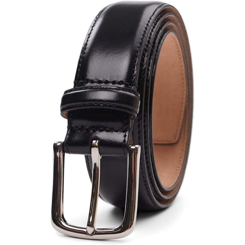 image:imageCole Haan Mens Black Leather Dress Belt  Classic Style With Polished Buckle for Work Or Formal WearBlack