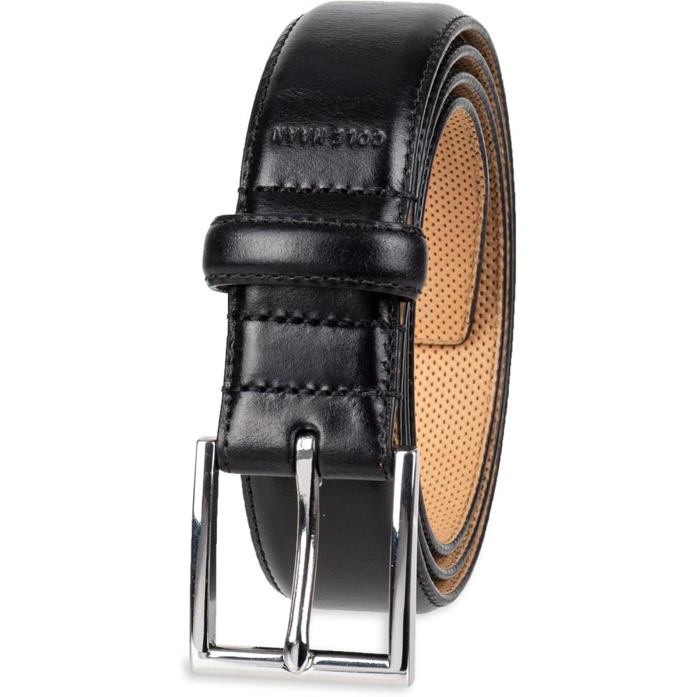image:imageCole Haan Mens Black Leather Dress Belt Classic Style With Polished Buckle for Work Or Formal WearBlack Gramercy