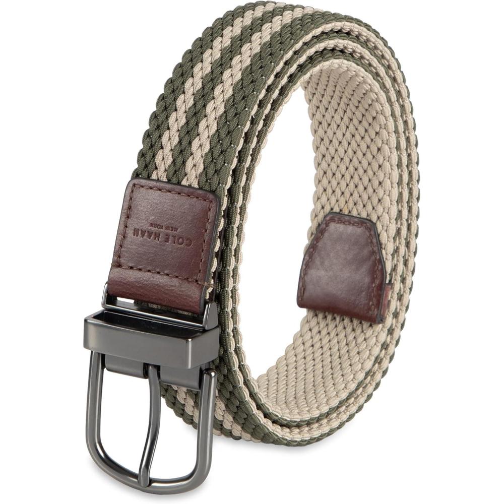 image:imageCole Haan Mens Reversible Stretch Web Belt Fully Adjustable 2in1 Casual StyleKhakiOlive
