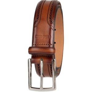 Cole Haan Men’s Leather Dress Belt – Polished Brown, Tan Or Cognac Strap for Work & Formal Wear(Tan Brogue)