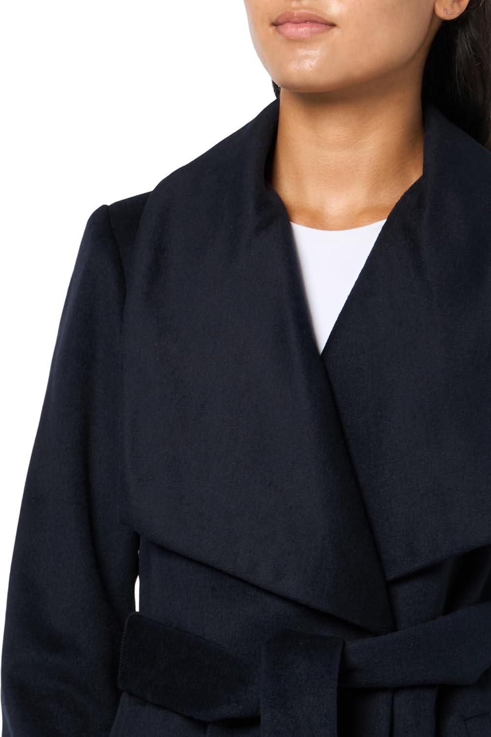 image:imageCole Haan Womens Belted Wool Classically Elegant Coat for Yearround Style Standard and Plus SizeNavy