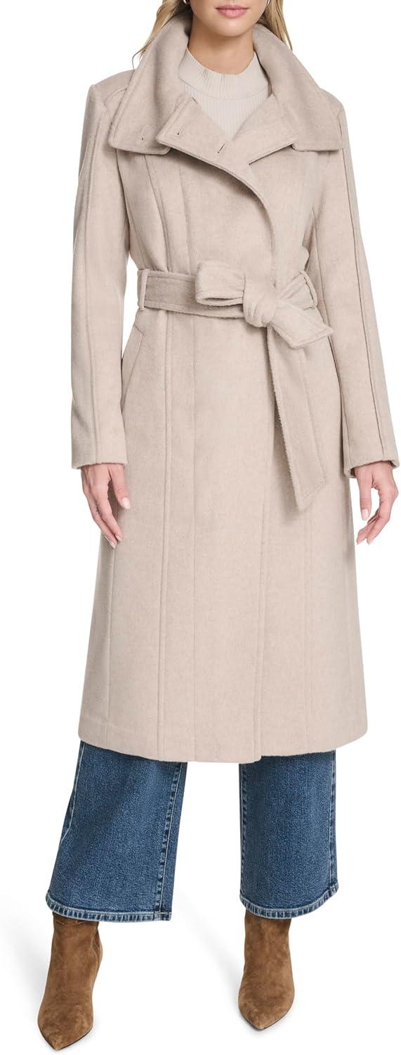 image:imageCole Haan Womens Outerwear Asymmetric Belted Trench Coat With Stand CollarBone