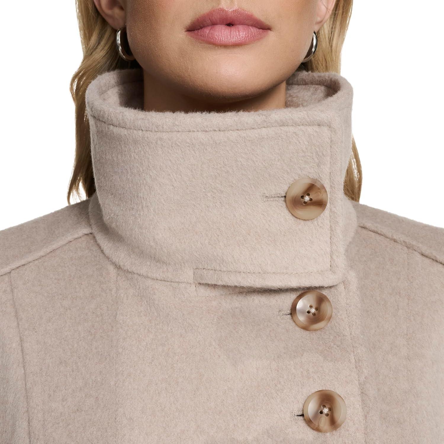 image:imageCole Haan Womens Outerwear Asymmetric Belted Trench Coat With Stand CollarBone