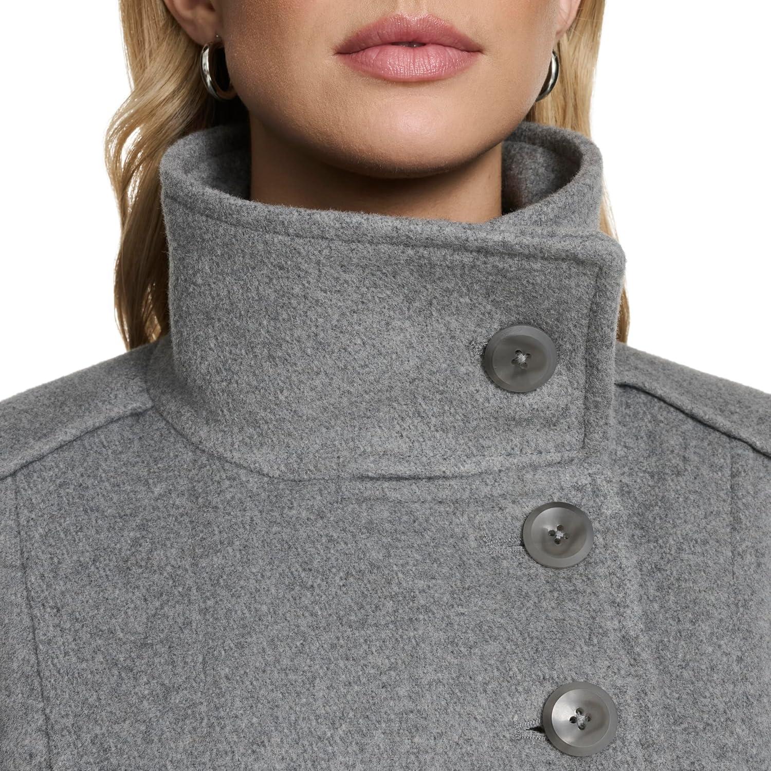 image:imageCole Haan Womens Outerwear Asymmetric Belted Trench Coat With Stand CollarMedium Grey