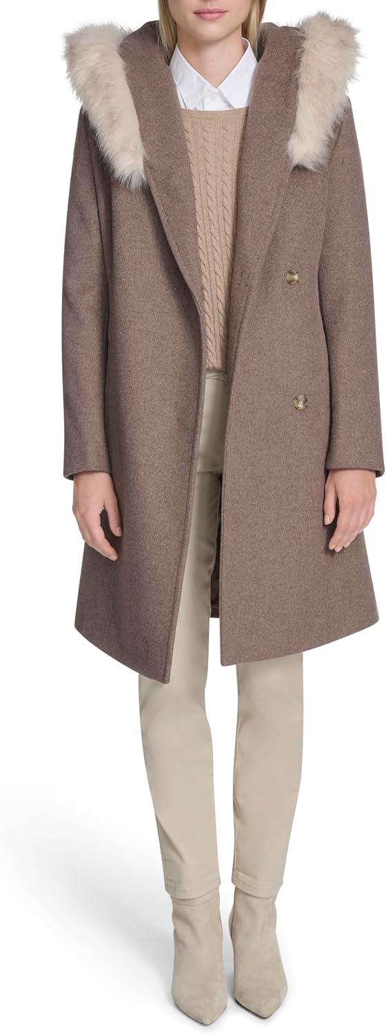 image:imageCole Haan Womens Outerwear Belted Wool Wrap Coat With Snap Closure amp Welt PocketsPortabello