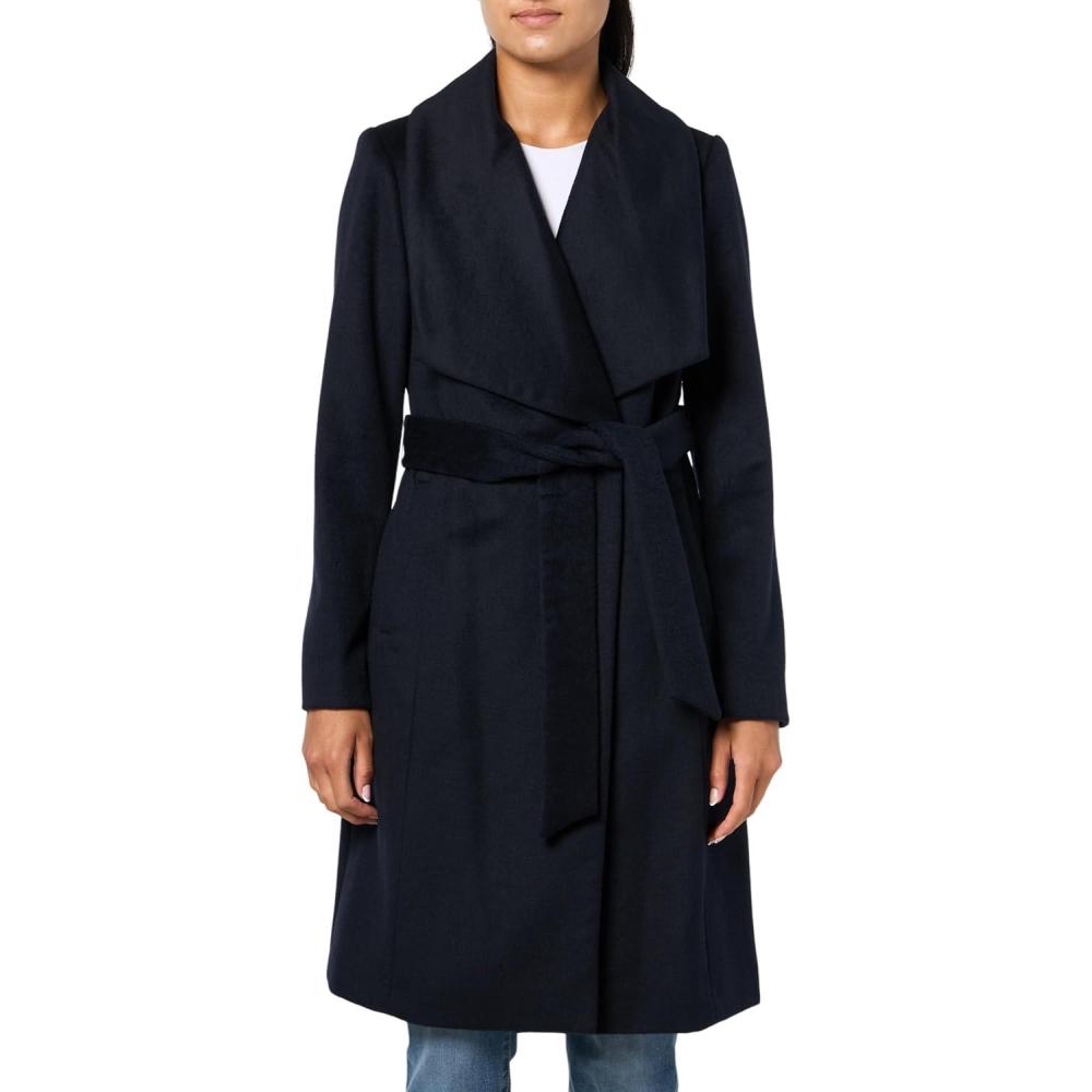 image:imageCole Haan Womens Belted Wool Classically Elegant Coat for Yearround Style Standard and Plus SizeNavy