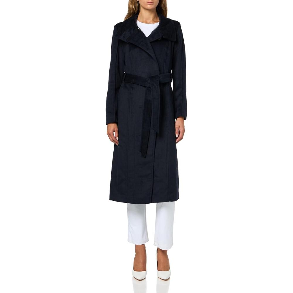 image:imageCole Haan Womens Outerwear Asymmetric Belted Trench Coat With Stand CollarLagoon