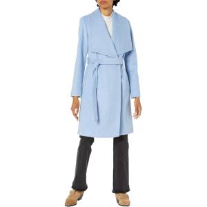 Cole Haan Women’s Belted Wool Classically Elegant Coat for Year-round Style (Standard and Plus Size)(Belt Ice Blue)