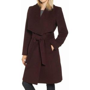 Cole Haan Women’s Belted Wool Classically Elegant Coat for Year-round Style (Standard and Plus Size)(Elegant Bordeaux)