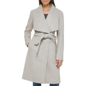 Cole Haan Women’s Belted Wool Classically Elegant Coat for Year-round Style (Standard and Plus Size)(Lt Grey)
