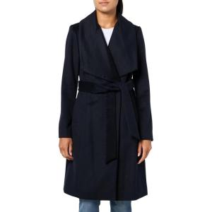 Cole Haan Women’s Belted Wool Classically Elegant Coat for Year-round Style (Standard and Plus Size)(Navy)
