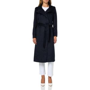 Cole Haan Women’s Outerwear Asymmetric Belted Trench Coat With Stand Collar(Lagoon)
