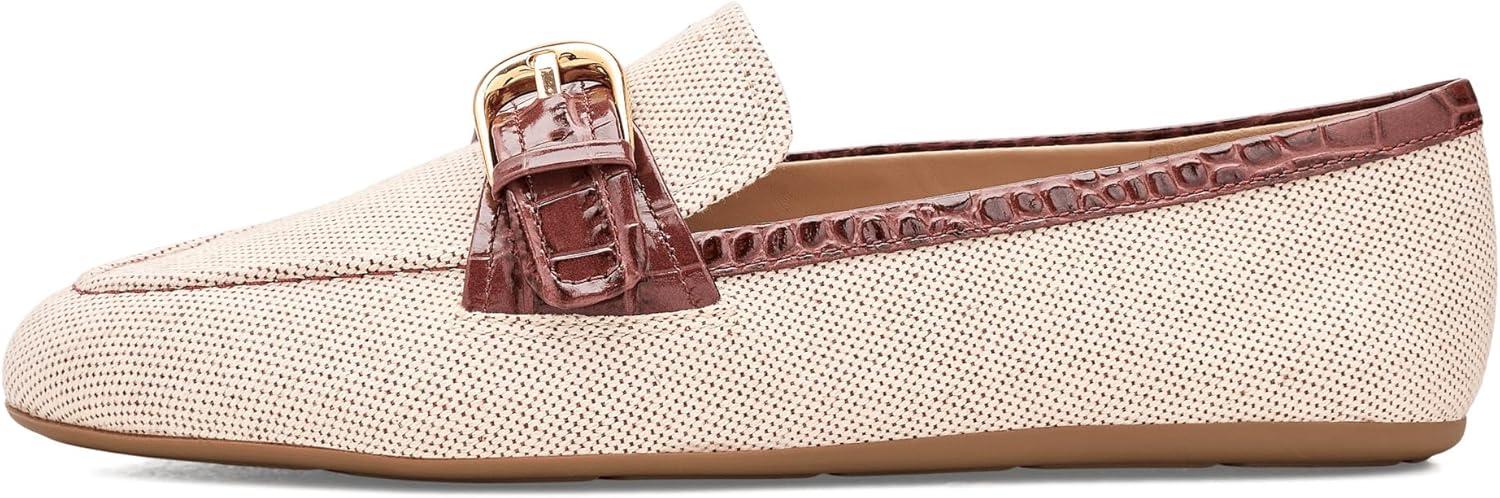 image:imageCole Haan Womens Grand Ambition Alette BuckleNatural CanvasCh Mahogany Croc Print Leather