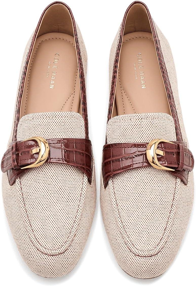 image:imageCole Haan Womens Grand Ambition Alette BuckleNatural CanvasCh Mahogany Croc Print Leather