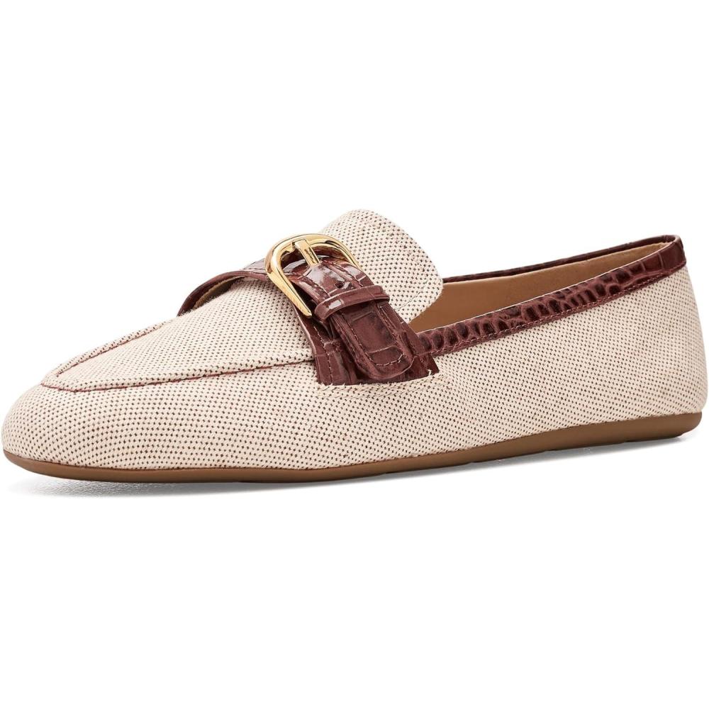 image:imageCole Haan Womens Grand Ambition Alette BuckleNatural CanvasCh Mahogany Croc Print Leather