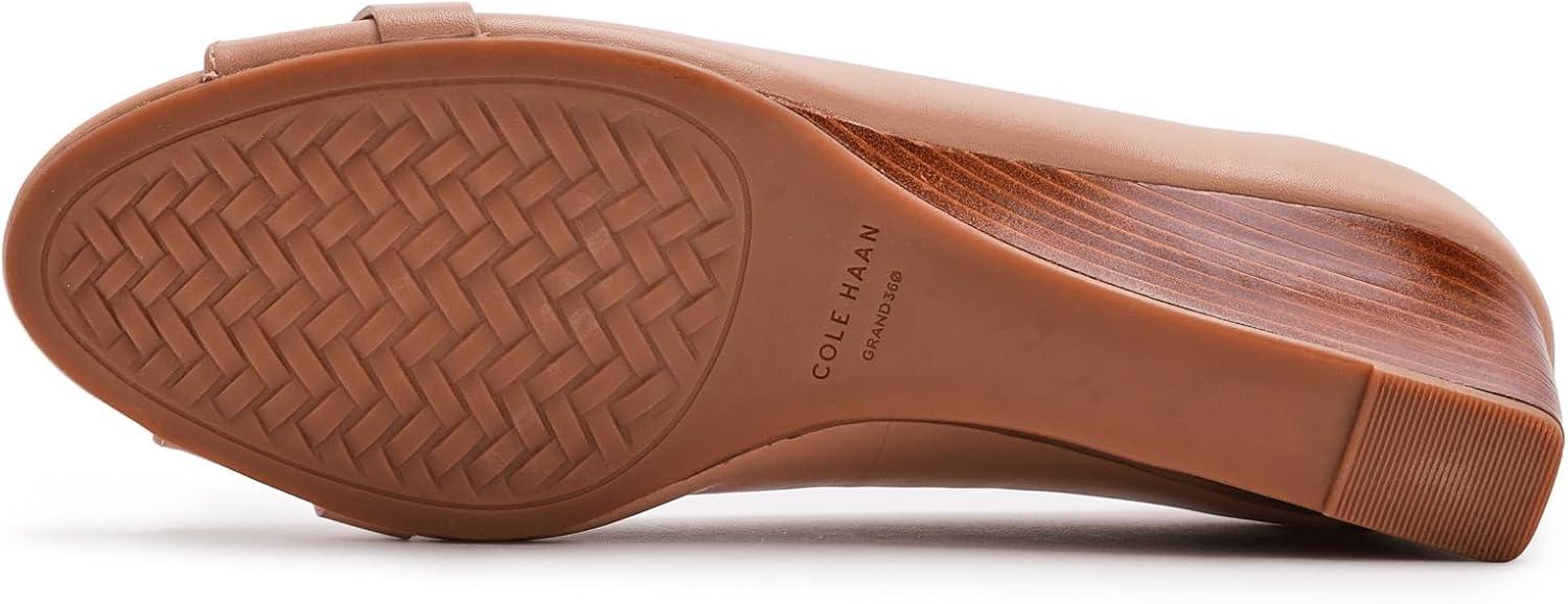 image:imageCole Haan Womens Goto Malta Peep Toe Bow WedgeTuscan Sand Leather