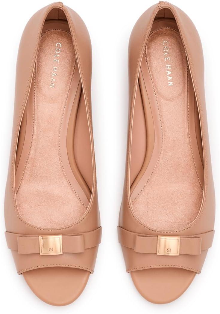 image:imageCole Haan Womens Goto Malta Peep Toe Bow WedgeTuscan Sand Leather
