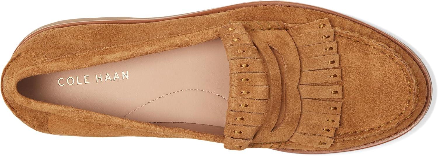 image:imageCole Haan Womens Treena Lug Kiltie LoafersGolden Honey Cow Suede